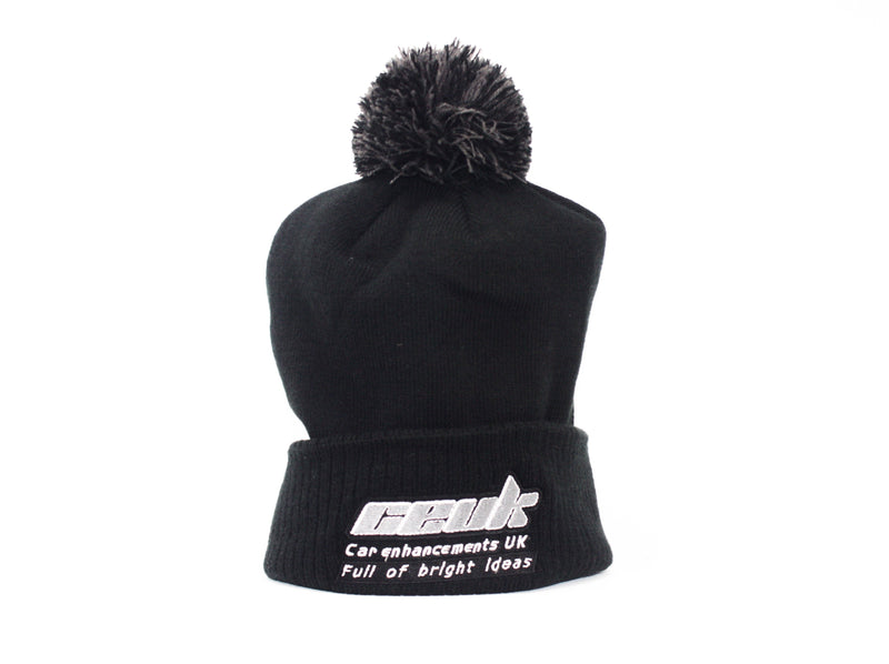 Official CEUK Winter Bobble Hat – Black Wool with Embroidered Logo | Optional Air Freshener