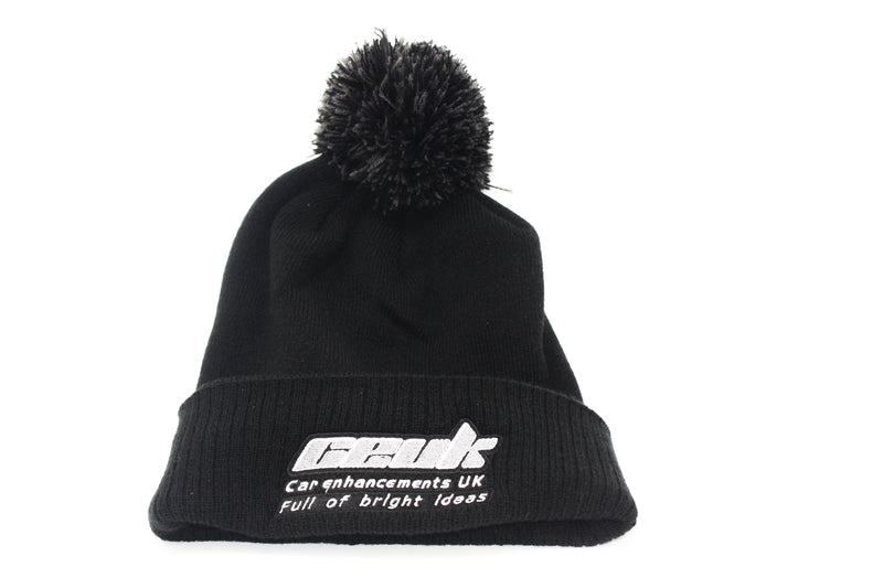 Official CEUK Winter Bobble Hat – Black Wool with Embroidered Logo | Optional Air Freshener