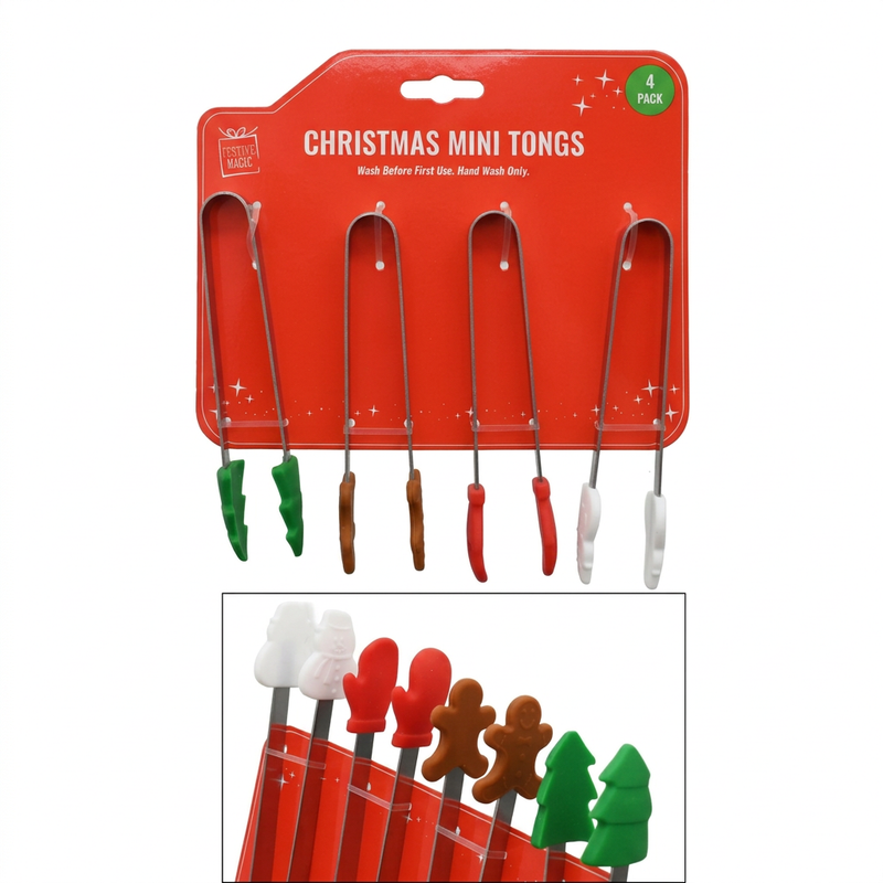 Christmas mini tongs 4 pack
