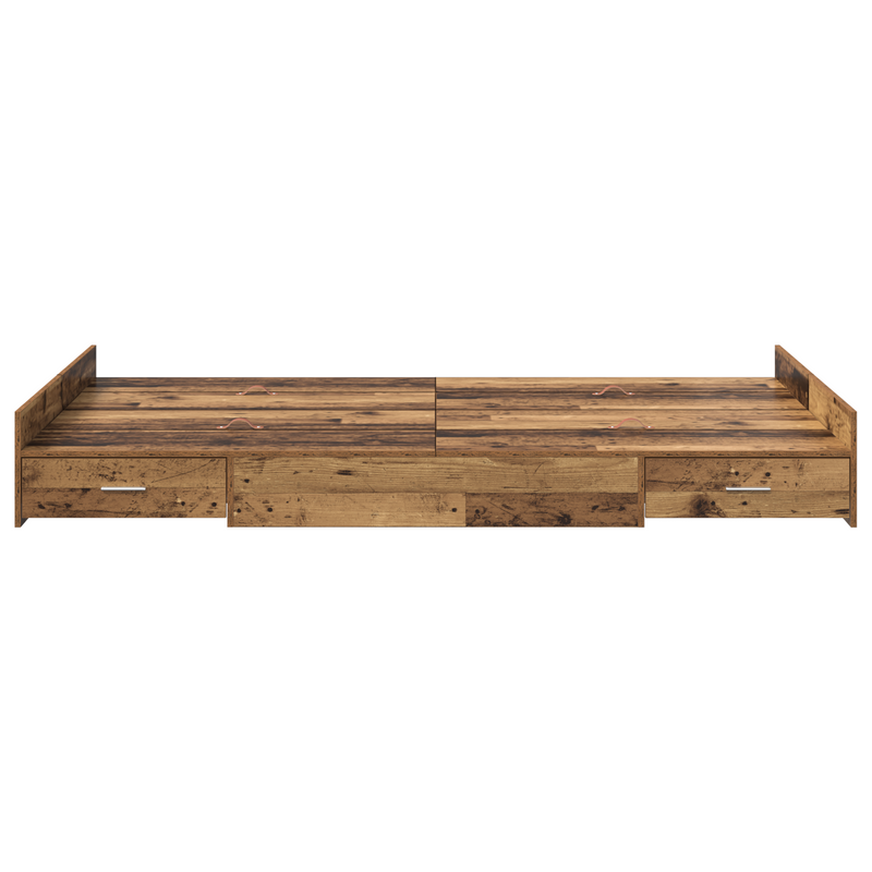 Storage Bed Frame Old Wood 120x190 cm Engineered Wood