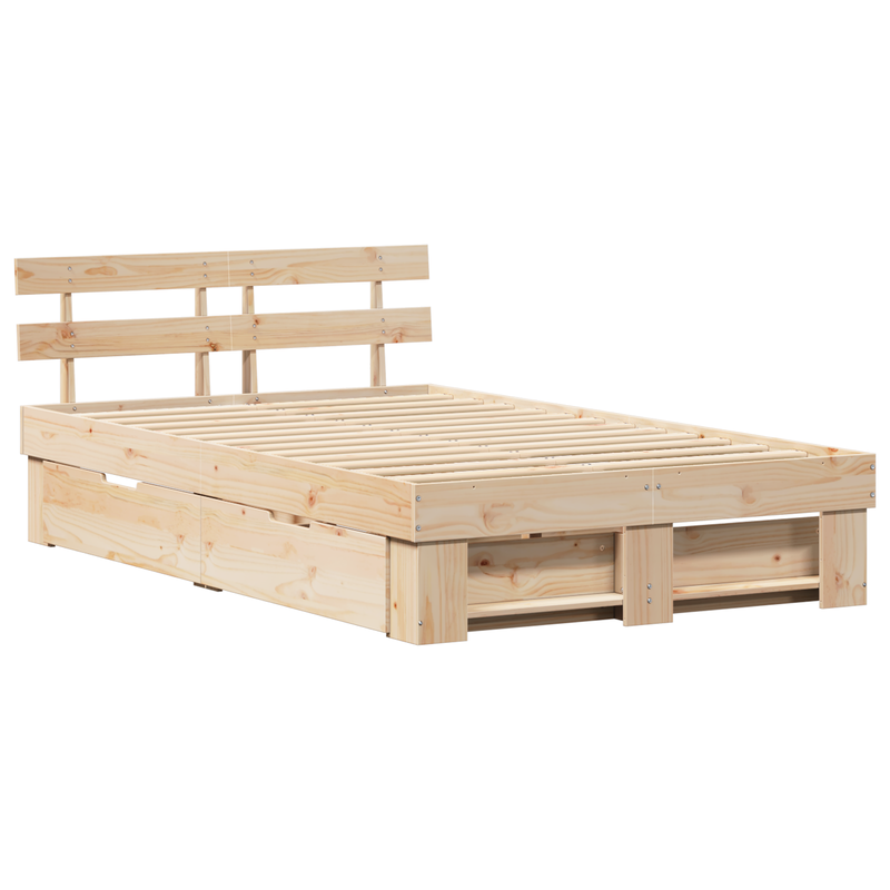 Bed Frame with Drawers 135x190 cm Solid Pine Wood