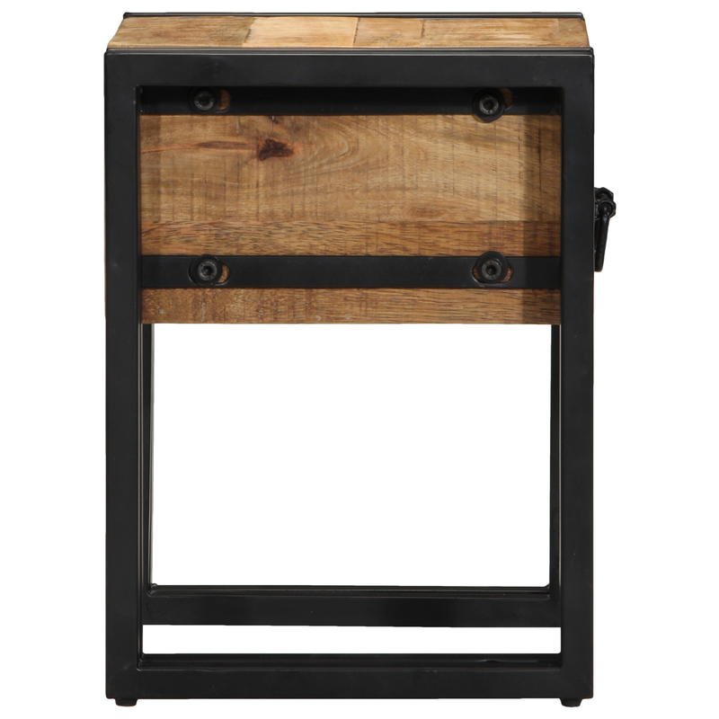End Table with Drawer Black 30x30x40 cm Solid Mango Wood