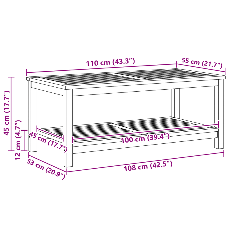 Coffee Table 70x40x45 cm Solid Acacia Wood