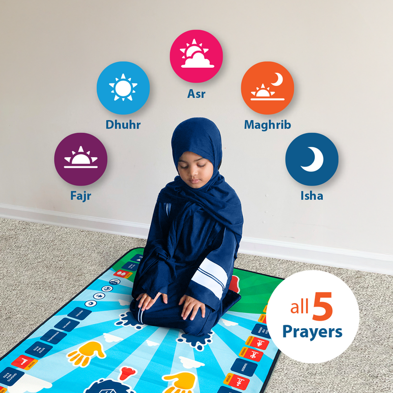 Kids Interactive Prayer Mat (Blue) | Learn Salah Step by Step
