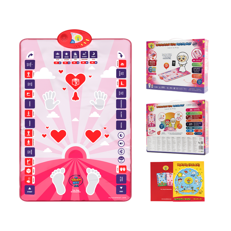 Smart Interactive Kids Prayer Mat Pink Version |  Now with Salah Translation | Ramadan & Eid Gift