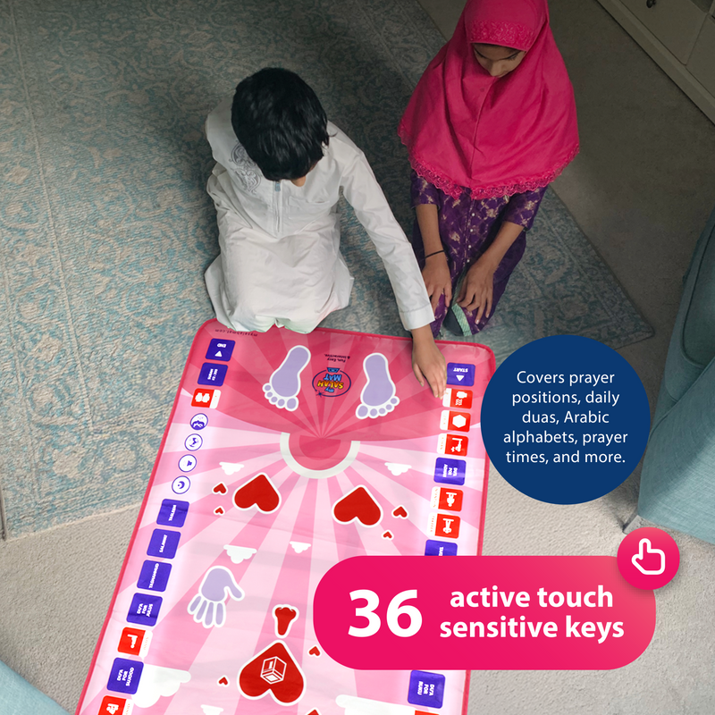 Smart Interactive Kids Prayer Mat Pink Version |  Now with Salah Translation | Ramadan & Eid Gift