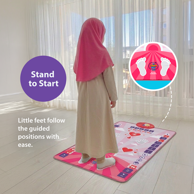 Smart Interactive Kids Prayer Mat Pink Version |  Now with Salah Translation | Ramadan & Eid Gift