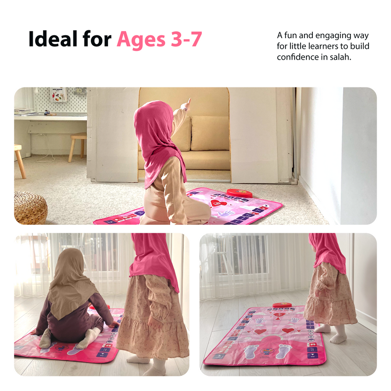 Smart Interactive Kids Prayer Mat Pink Version |  Now with Salah Translation | Ramadan & Eid Gift