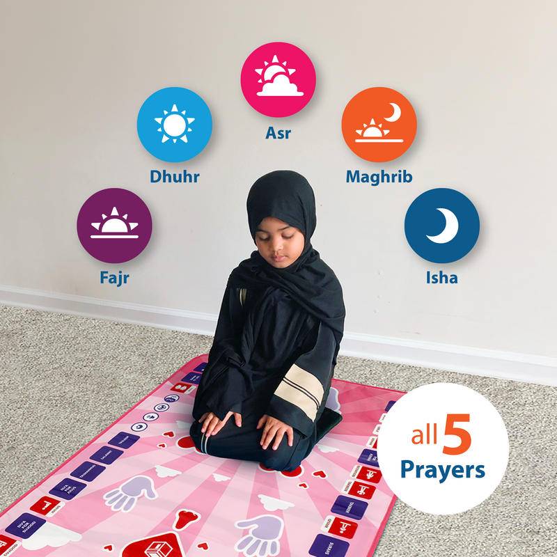 Smart Interactive Kids Prayer Mat Pink Version |  Now with Salah Translation | Ramadan & Eid Gift