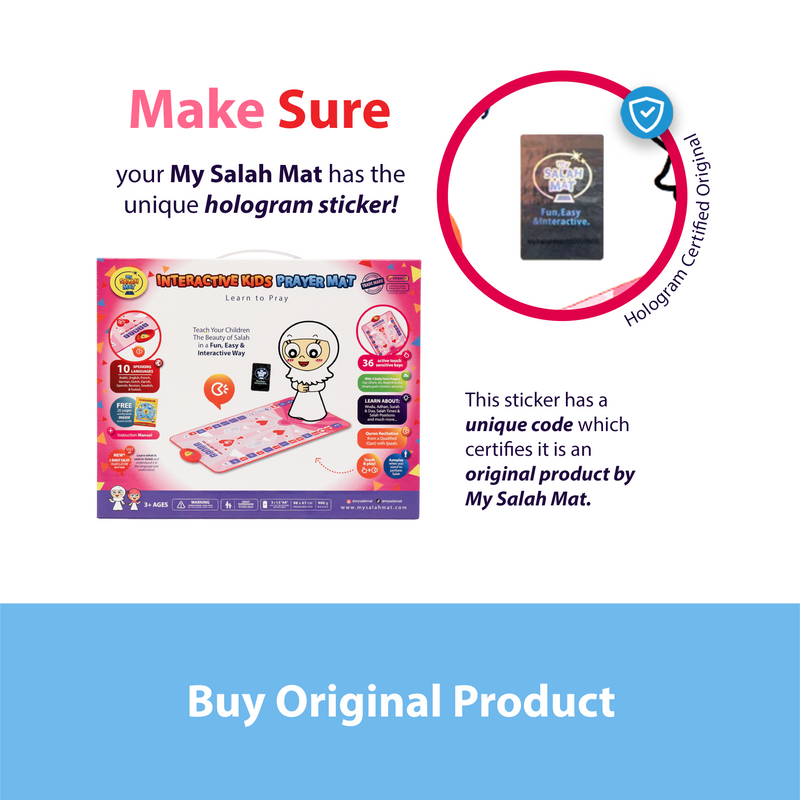 Smart Interactive Kids Prayer Mat Pink Version |  Now with Salah Translation | Ramadan & Eid Gift