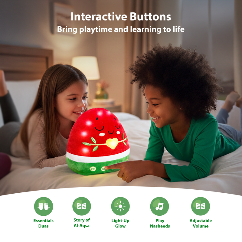 Nūr the Watermelon | A NEW Light-Up Interactive Islamic Plushie, Learn Surahs, Duas & More | Ramadan & Eid Gift