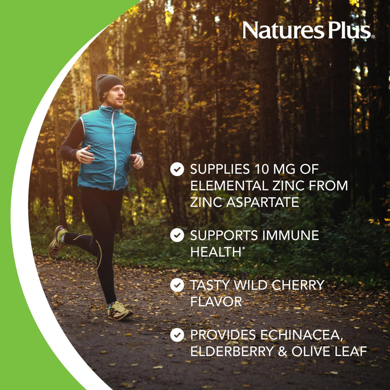 NaturesPlus ImmunActin Zinc Lozenges – Wild Cherry, 60 Vegan Lozenges | Immune Support