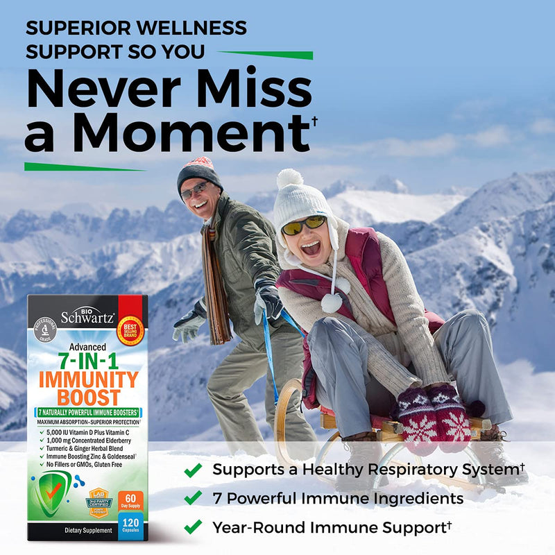 Immune Support Supplement with Zinc, Vitamin C, Vitamin D 5000 IU, Elderberry, Ginger, D3 & Goldenseal – Dr Approved Immunity Vitamins for Adults (120ct)