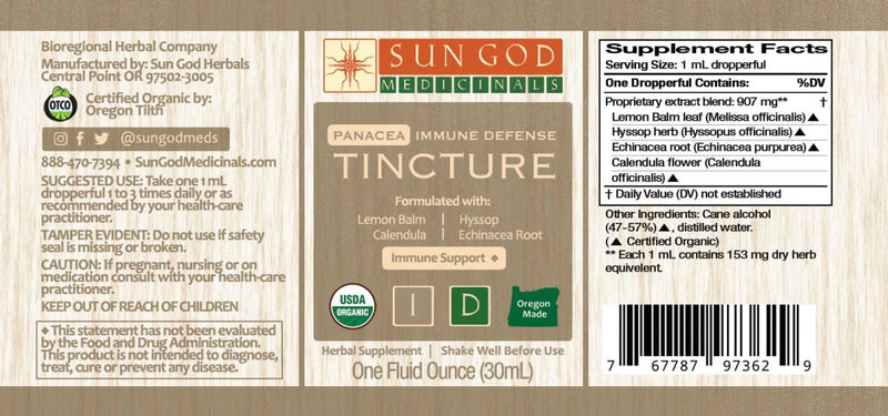 IMMUNE DEFENCE Organic Herbal Tincture - System Immunity Support
