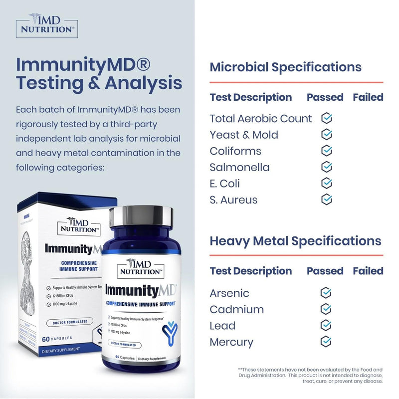 ImmunityMD Probiotic – Immune Support with Zinc & Prebiotic | 60 Capsules | 1MD Nutrition