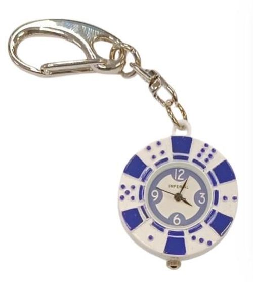 Imperial Key Chain Clock White & Blue £10 London Casinos IMP748B - CLEARANCE NEEDS RE-BATTERY - InStock