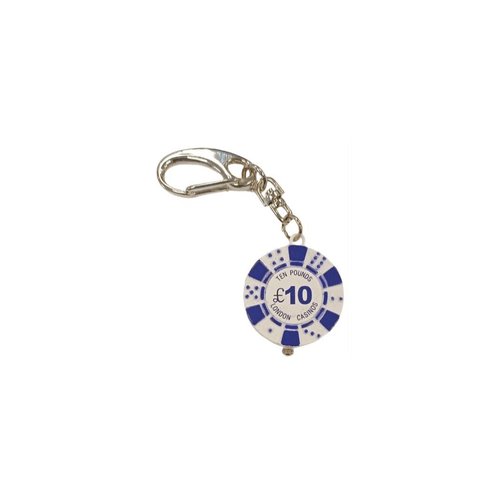 Imperial Key Chain Clock White & Blue £10 London Casinos IMP748B - CLEARANCE NEEDS RE-BATTERY - InStock