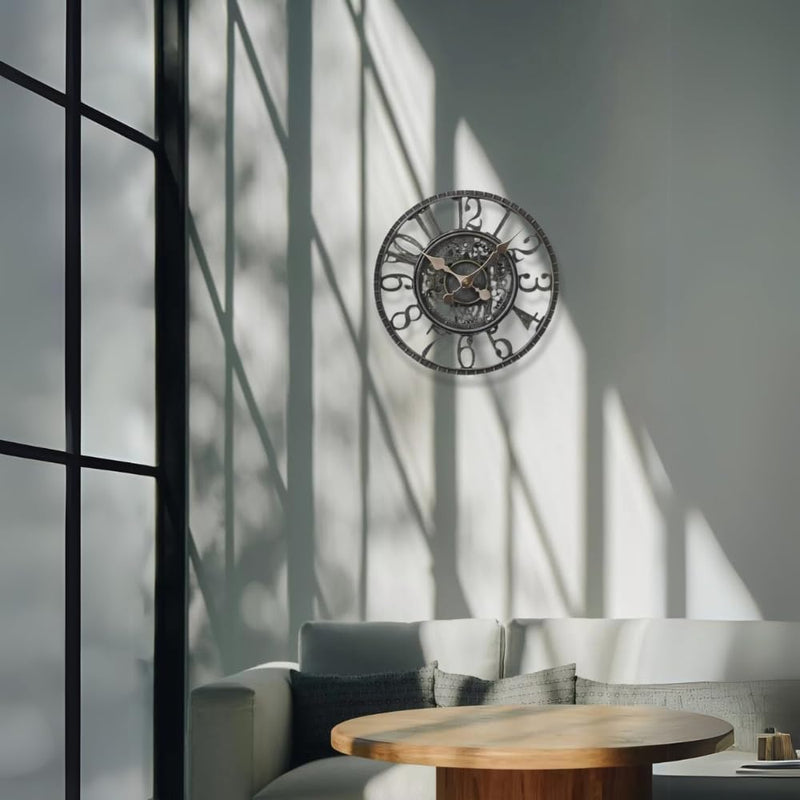 Vintage Open Face Outdoor Wall Clock 30cm Slate Effect