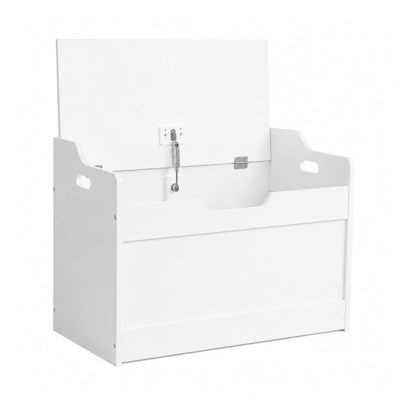 White Wooden Storage Box with Bench
