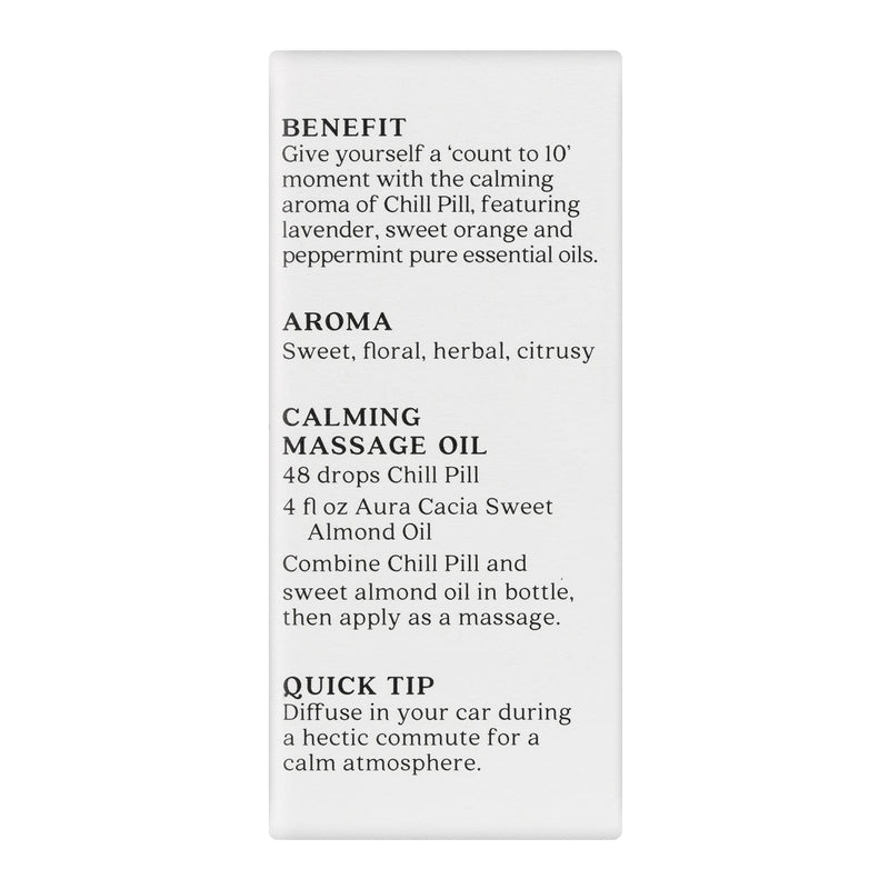 Aura Cacia Chill Pill Essential Oil Blend – 0.5 oz (Lavender, Peppermint, Orange, Basil, Chamomile & Patchouli)
