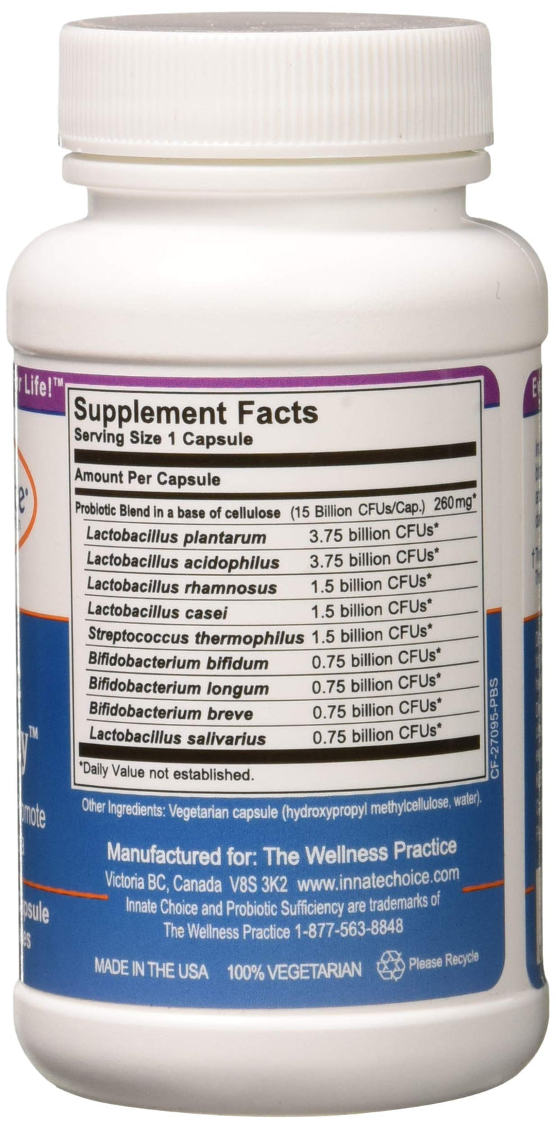 Innate Choice Probiotic Sufficiency – 60 Vegetarian Capsules for Digestive Balance