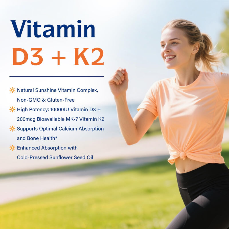 Innate Vitality D3 K2 Softgels — 10,000 IU D3 + 200 mcg MK-7 | Bone & Immune Health