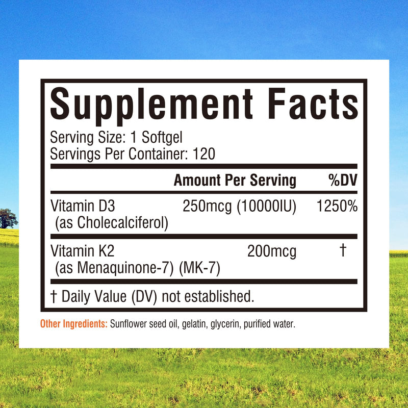 Innate Vitality D3 K2 Softgels — 10,000 IU D3 + 200 mcg MK-7 | Bone & Immune Health