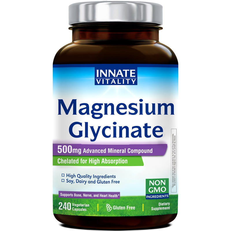 Innate Vitality Magnesium Glycinate 500mg | 70mg Elemental Mg | 240 Caps
