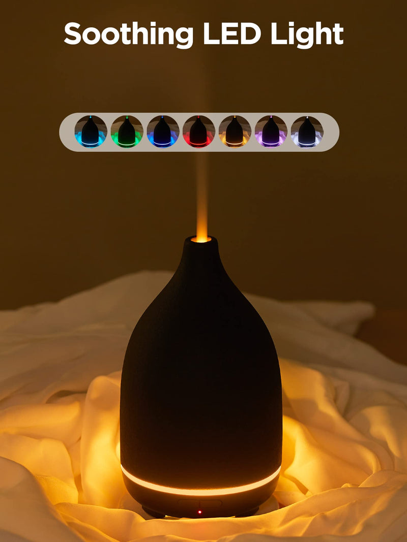 InnoGear Ceramic Diffuser 150ML – Ultrasonic Humidifier, 2 Mist Modes, Auto Off, Black