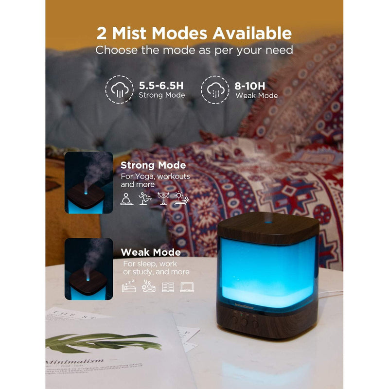 InnoGear 300ml Diffuser | Ultrasonic Essential Oil Humidifier with 4 Timers & Color Lights (Dark)