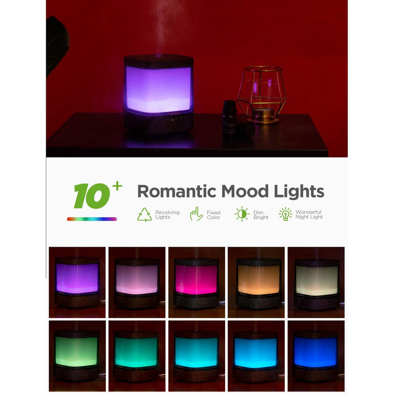 InnoGear 300ml Diffuser | Ultrasonic Essential Oil Humidifier with 4 Timers & Color Lights (Dark)