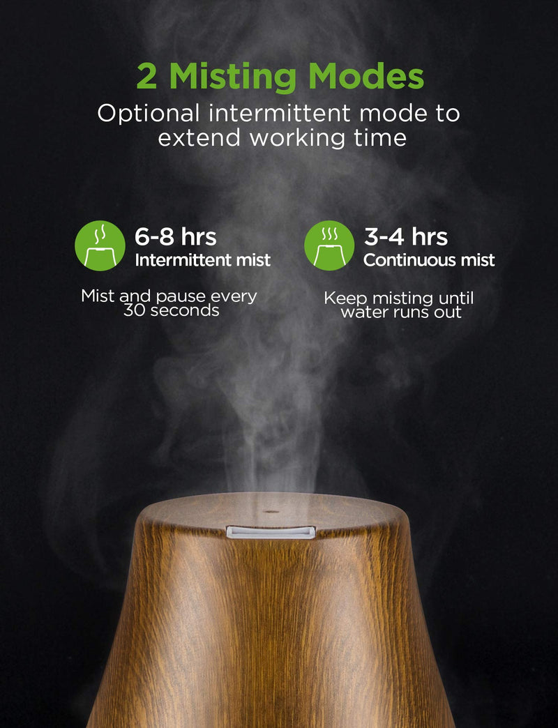 InnoGear Essential Oil Diffuser - Ultrasonic Humidifier with 7-Color LED, 2 Mist Modes, Auto Off, Bronze