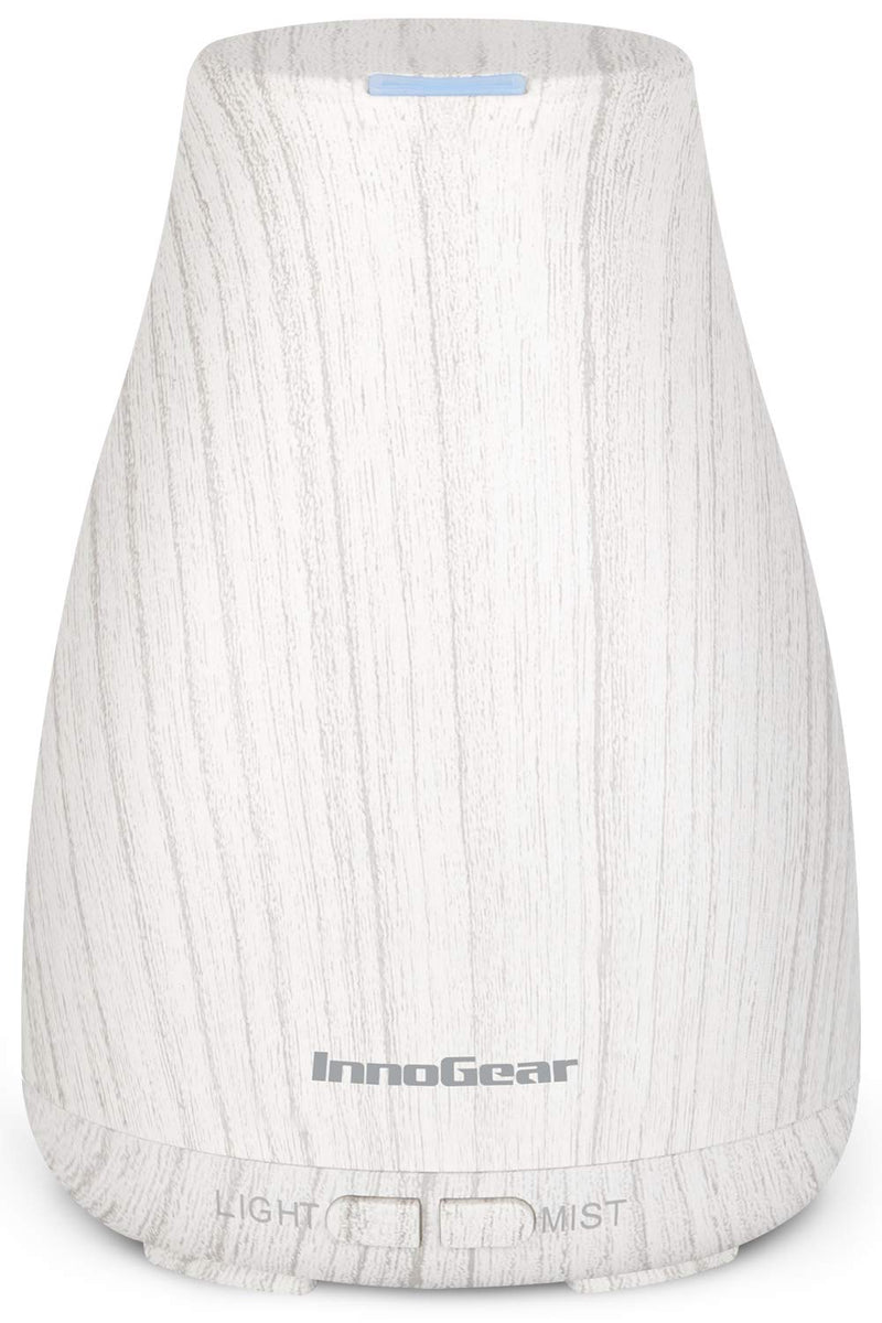 InnoGear Essential Oil Diffuser | Ultrasonic Humidifier for Home Aromatherapy | 7-Color LED, 2 Mist Modes, Auto Off | White & Grey