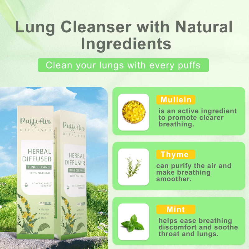 Herbal Diffuser Pen with Mullein, Thyme & Mint Extracts – 600 Uses | Clear Breathing & Refreshment