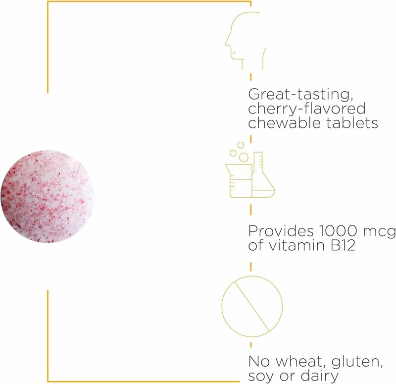 Integrative Therapeutics B12-Active Cherry Chewables – Vegan, Gluten-Free B12 for Nerve Support (30 Servings)