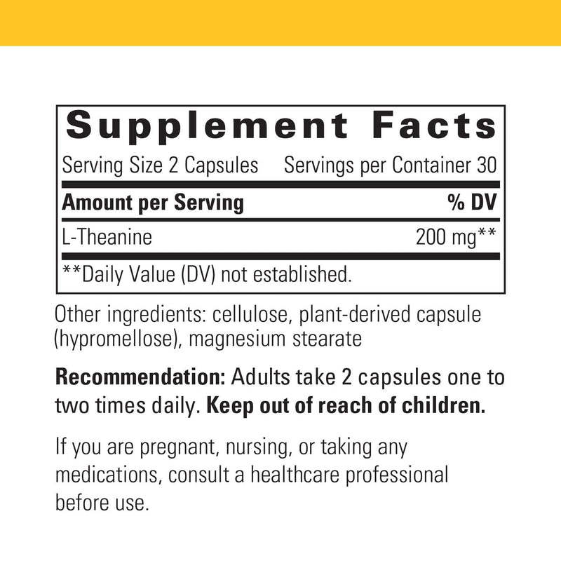 Integrative Therapeutics L-Theanine - Stress Support & Relaxation - 60 Capsules (30 Servings) | Vegan, Gluten-Free