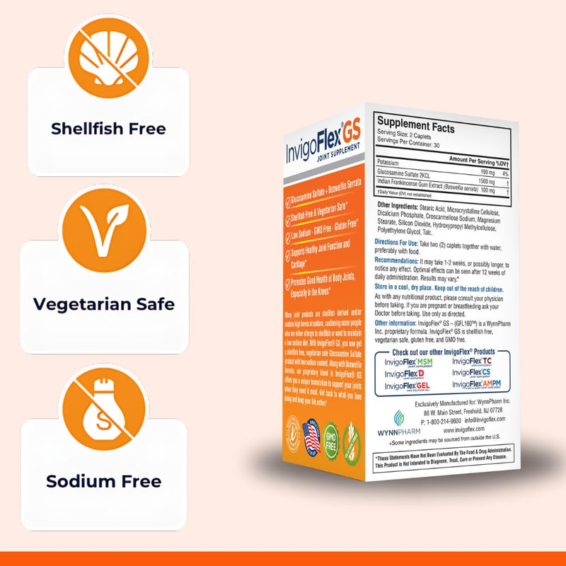 INVIGOFLEX GS Glucosamine Sulfate + Boswellia Serrata Shellfish Free