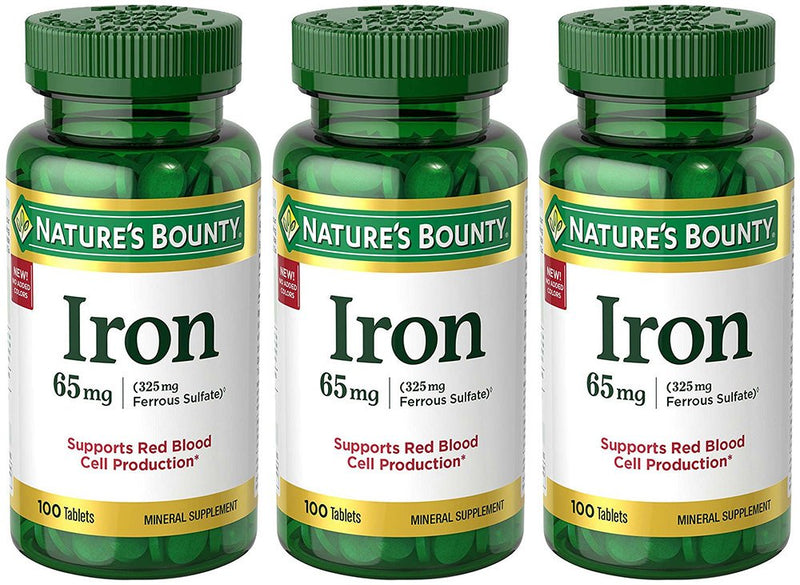 Iron 65 mg, 3 Bottles (100 Count) - Nature's Bounty