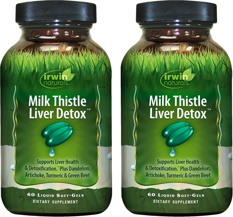 Irwin Naturals Milk Thistle Liver Detox – 60 Liquid Soft-Gels (Pack of 2) for Liver Health