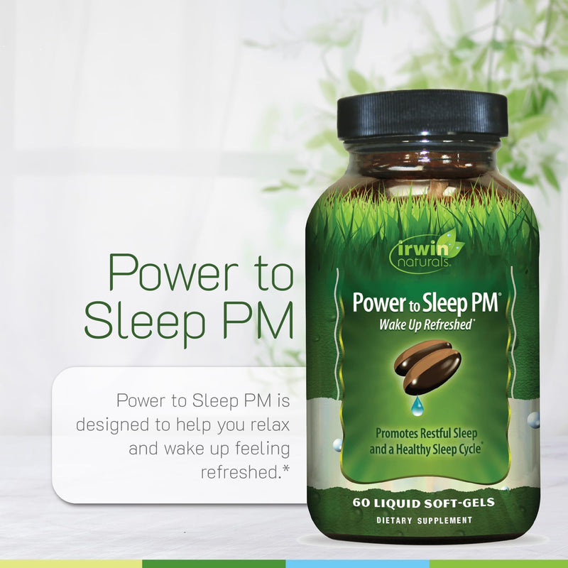 Irwin Naturals Power to Sleep PM - 60 Soft-Gels with Melatonin, GABA, Ashwagandha & L-Theanine (30 Servings)