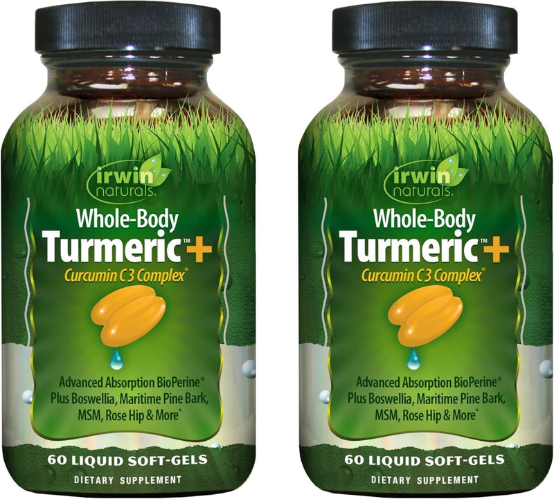 Irwin Naturals Whole Body Turmeric + Curcumin C3 Complex – 60 Liquid Soft-Gels (Pack of 2)
