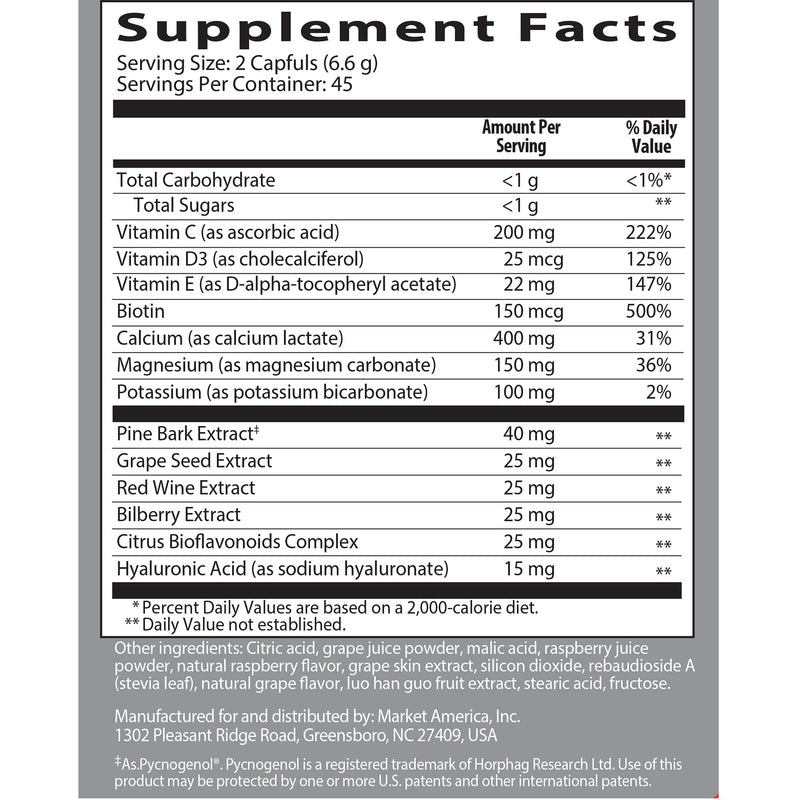 Isotonix OPC-3 Beauty Blend – Pycnogenol, Grape Seed & Hyaluronic Acid for Skin Hydration & Elasticity