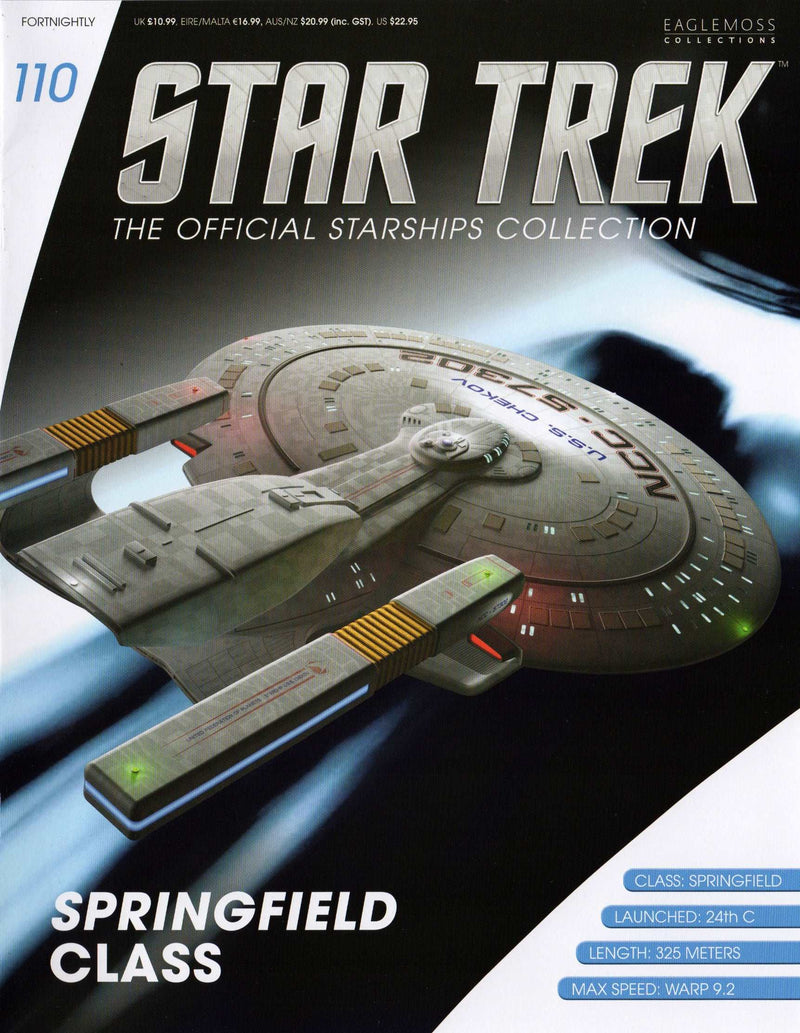#110 U.S.S. Chekov Springfield Class Model Die-Cast Ship (Eaglemoss / Star Trek)