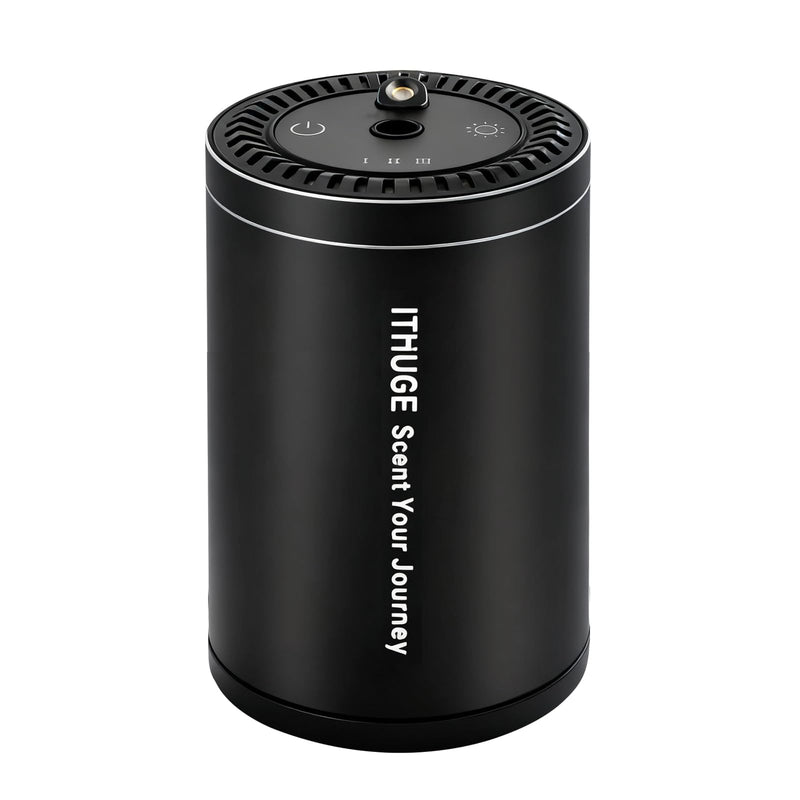 ITHUGE Waterless Smart Car Aroma Diffuser – Starry Sky Projection, 7-Color Ambient Light, Auto On/Off (Black, M308)