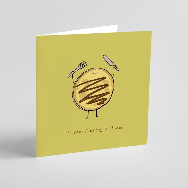 Funny Pancake Card - Cute Birthday Greeting With Chocolate Drizzle Design