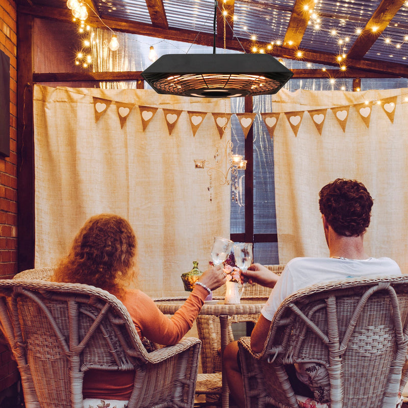 Outsunny 2000W Patio Electric Hanging Ceiling Heater Halogen Remote Aluminium