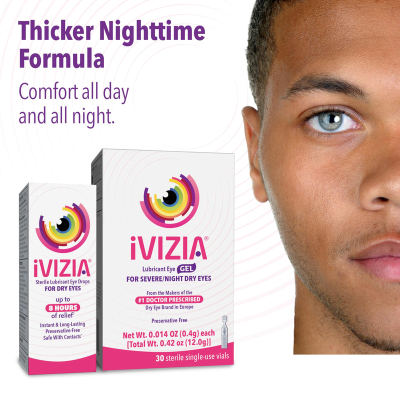 iVIZIA Lubricant Eye Gel for Severe & Nighttime Dry Eye Relief — Preservative-Free, Sterile, 30 Vials
