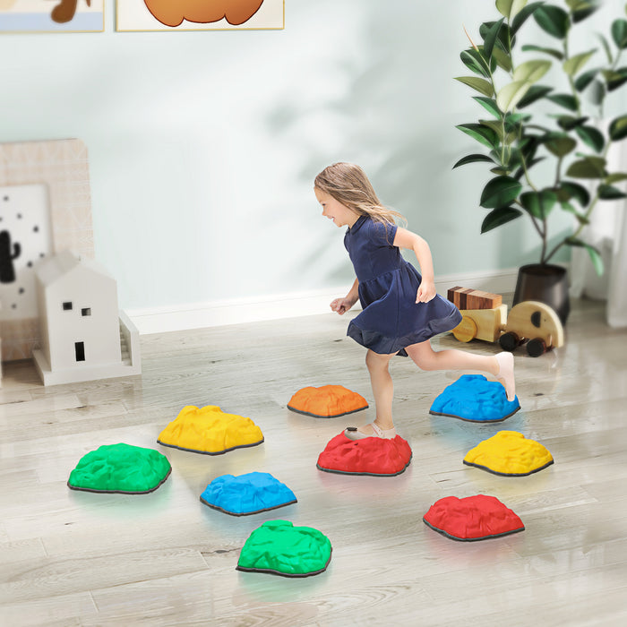 AIYAPLAY Balance Stepping Stones for Kids, 9 PCS River Stones Non-slip Bottom