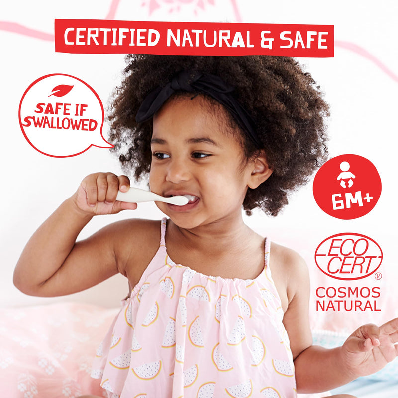Jack N' Jill Natural Toothpaste for Babies & Infants – Fluoride Free, 40% Xylitol, Raspberry (Pack of 2) – BPA Free