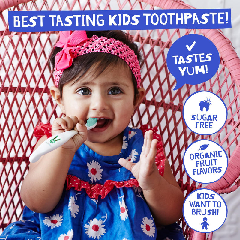 Jack N' Jill Natural Toothpaste for Babies & Infants – Fluoride Free, 40% Xylitol, Raspberry (Pack of 2) – BPA Free
